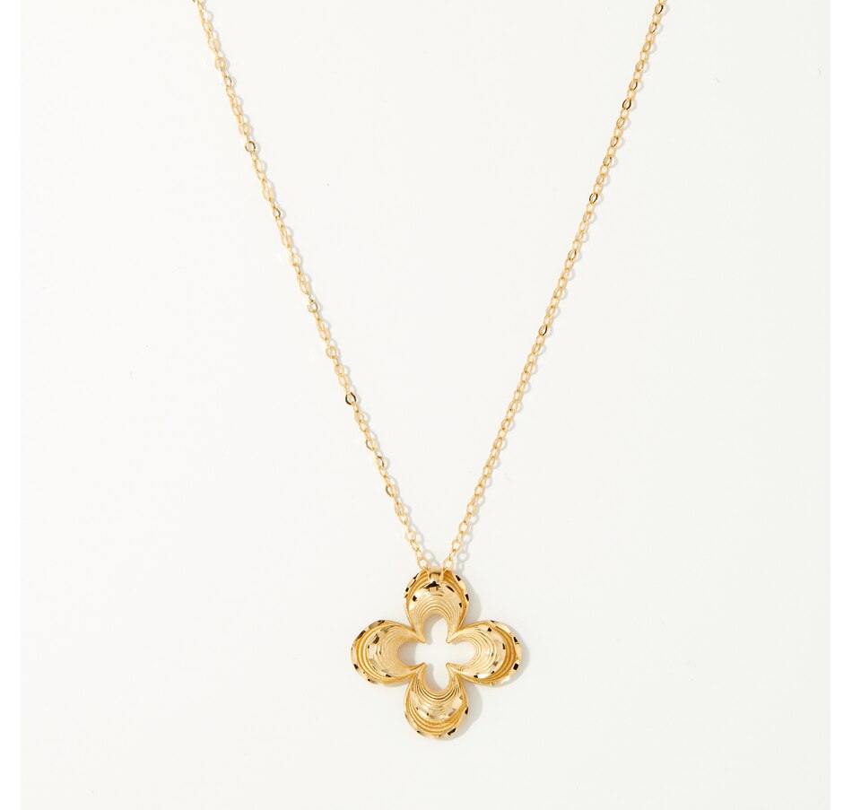 Image 221931.jpg, Product 221-931 / Price $329.99, Stefano Oro 14K Yellow Gold Satin Wave Flower Pendant Necklace from Stefano Oro on TSC.ca's Jewellery department