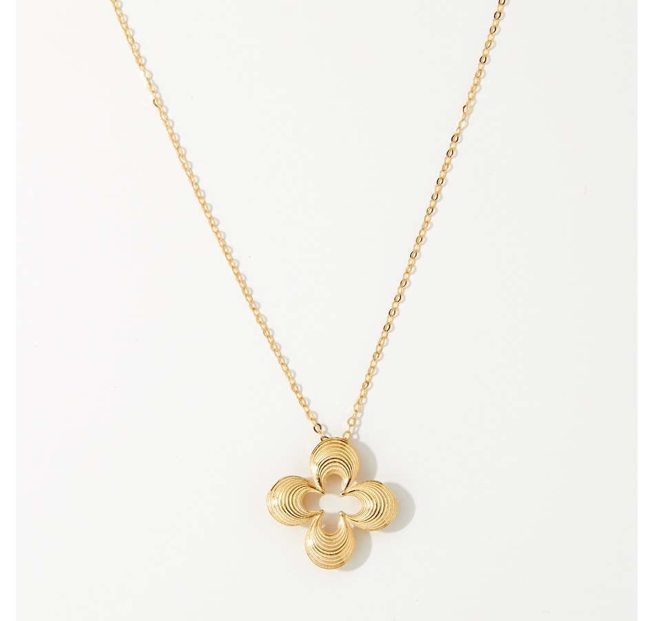 Image 221931_ALTMORE1.jpg, Product 221-931 / Price $329.99, Stefano Oro 14K Yellow Gold Satin Wave Flower Pendant Necklace from Stefano Oro on TSC.ca's Jewellery department