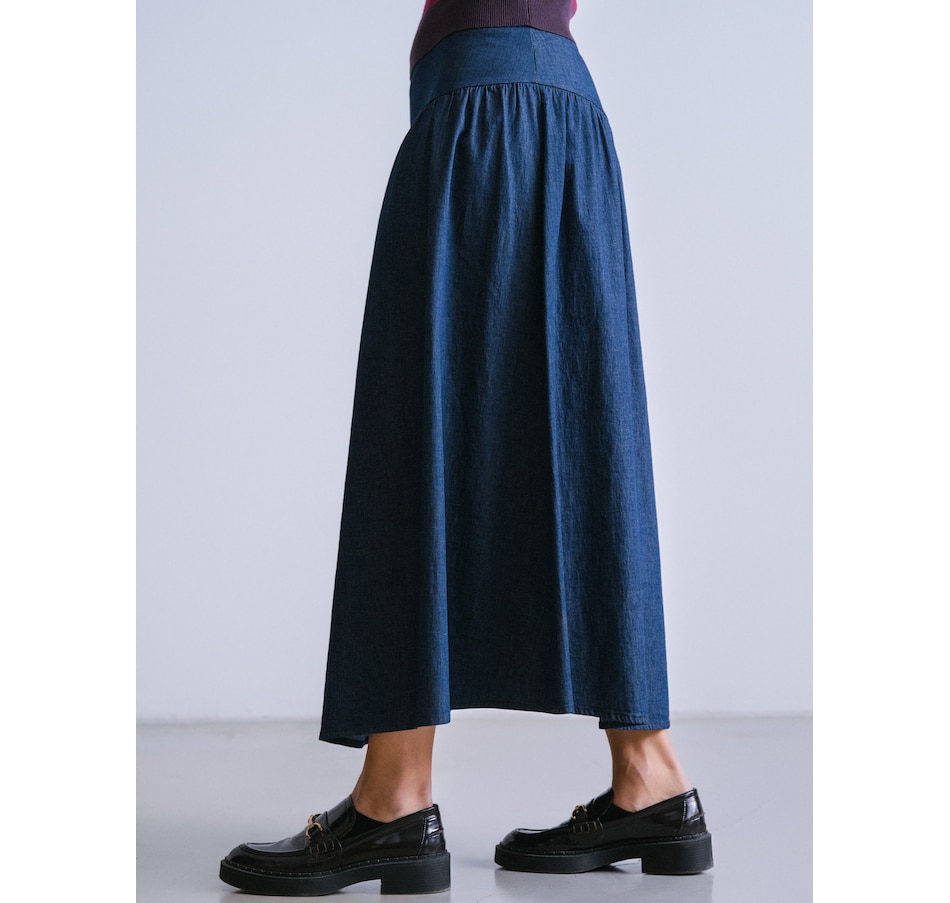 Image 222305_ALTMORE2.jpg, Product 222-305 / Price $140.00, Why Not Flat Front Denim Skirt with Asymmetrical Waist from Why Not on TSC.ca's Fashion department