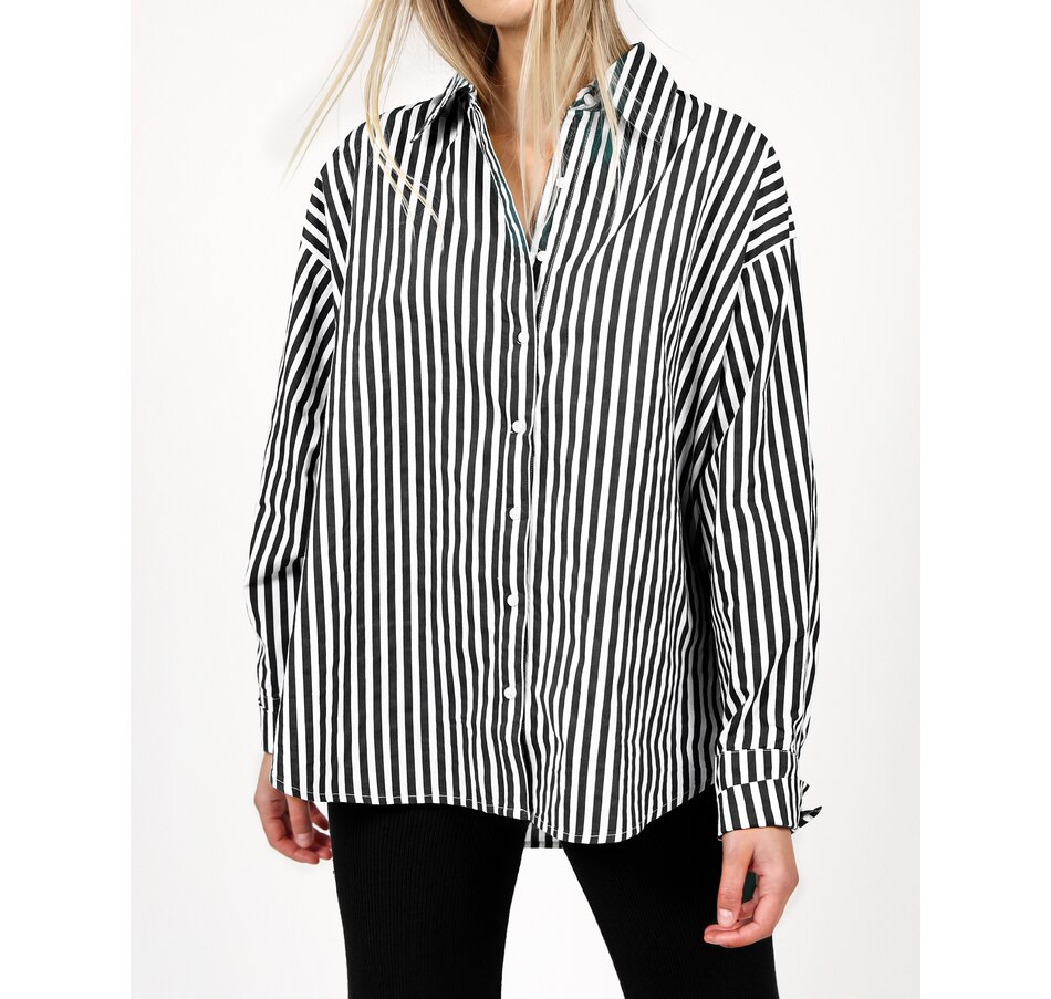Image 222531_CRM.jpg, Product 222-531 / Price $39.88, Brunette the Label Striped Button Up Shirt from Brunette The Label on TSC.ca's Fashion department