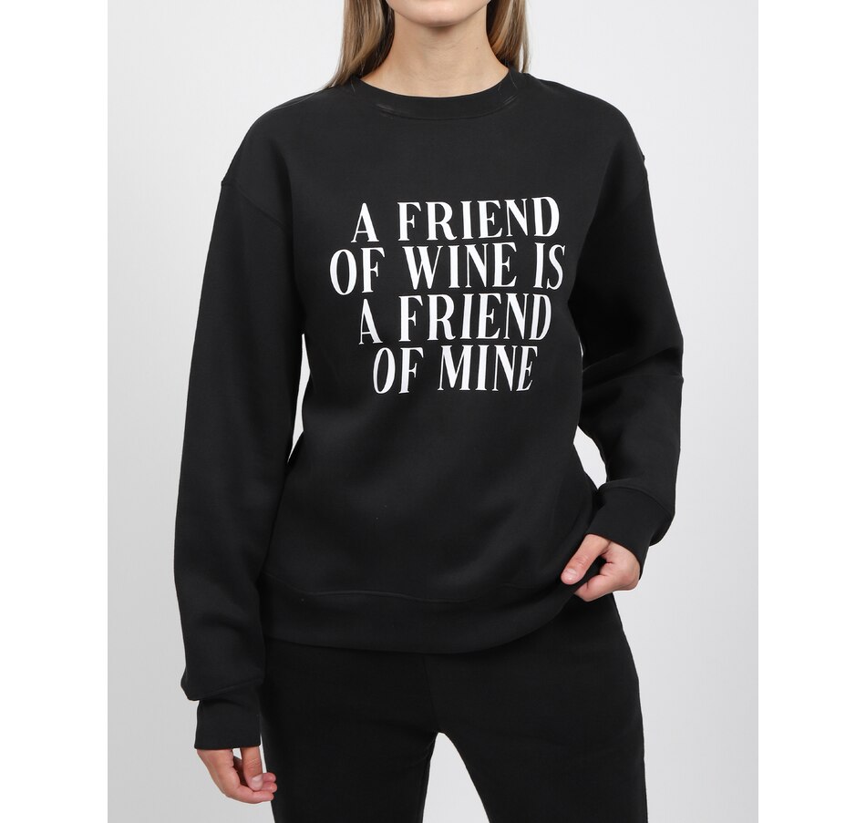 Image 222537_BLK.jpg, Product 222-537 / Price $79.00, Brunette The Label "Friend Of Wine" Crew Neck Sweater from Brunette The Label on TSC.ca's Fashion department
