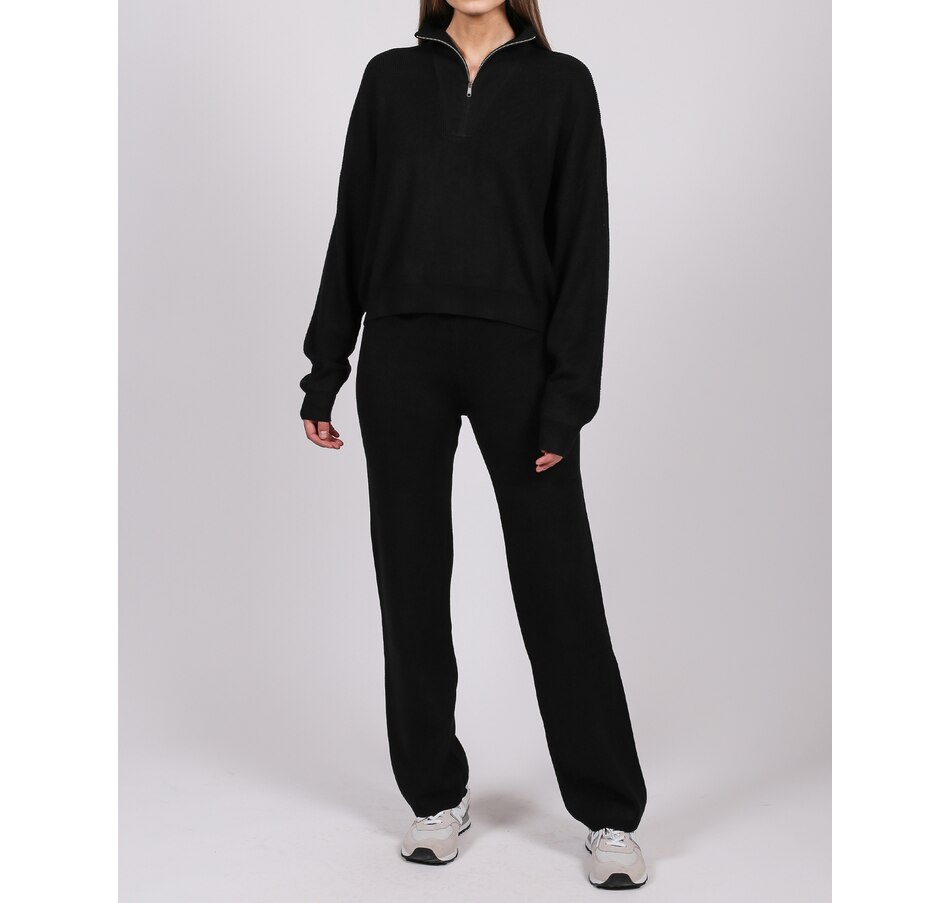 Image 222551_BLK.jpg, Product 222-551 / Price $39.33, Brunette The Label Half-Zip Ribbed Knit Popover Sweater from Brunette The Label on TSC.ca's Fashion department