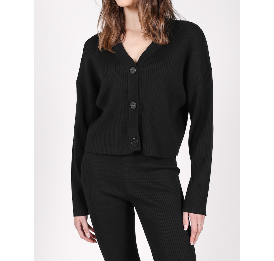 Image 222554_BLK.jpg, Product 222-554 / Price $44.88, Brunette The Label Best Friend Ribbed Cardigan from Brunette The Label on TSC.ca's Fashion department