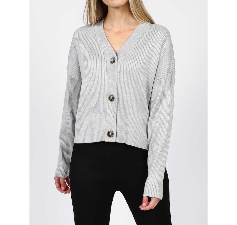 Image 222554_CLSGR.jpg, Product 222-554 / Price $44.88, Brunette The Label Best Friend Ribbed Cardigan from Brunette The Label on TSC.ca's Fashion department