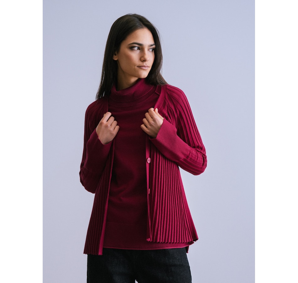 Image 222557_BRY.jpg, Product 222-557 / Price $125.00, Why Not Pleated Cardigan with Exaggerated Cuff Detail from Why Not on TSC.ca's Fashion department