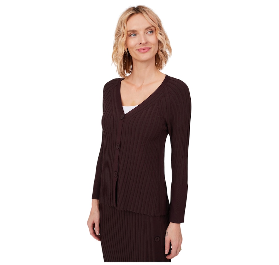 Image 222557_CHO.jpg, Product 222-557 / Price $125.00, Why Not Pleated Cardigan with Exaggerated Cuff Detail from Why Not on TSC.ca's Fashion department