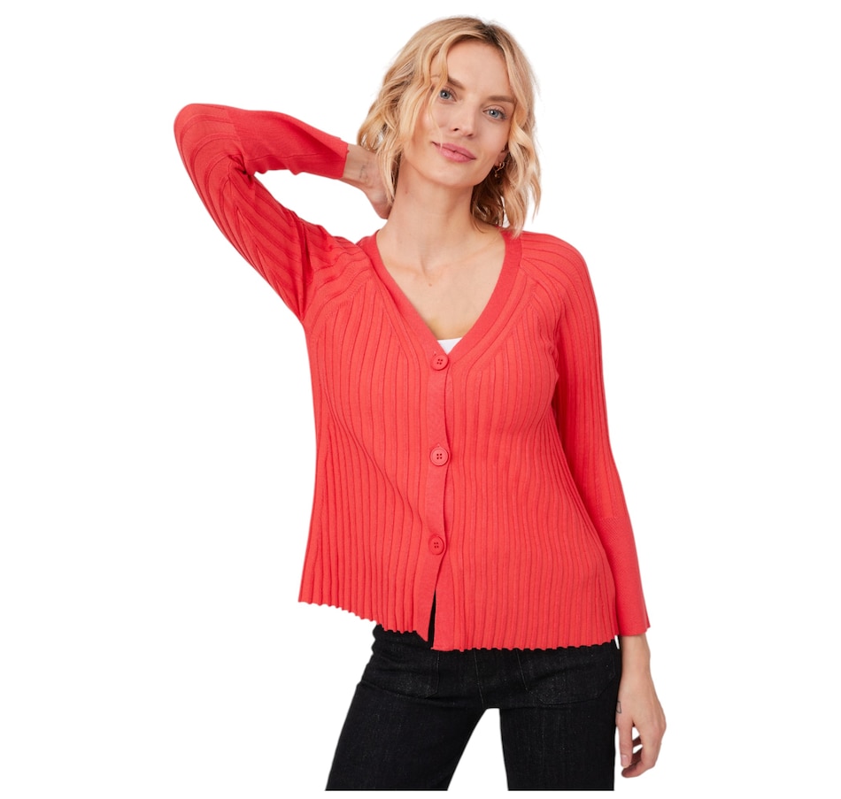 Image 222557_RED.jpg, Product 222-557 / Price $125.00, Why Not Pleated Cardigan with Exaggerated Cuff Detail from Why Not on TSC.ca's Fashion department