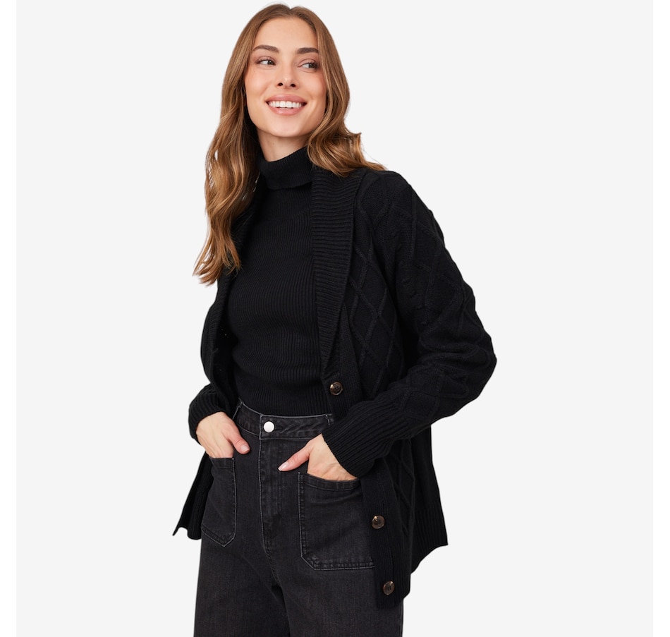 Image 222586_BLK.jpg, Product 222-586 / Price $79.88, Guillaume Shawl Collar Sweater Cardigan from Guillaume on TSC.ca's Fashion department