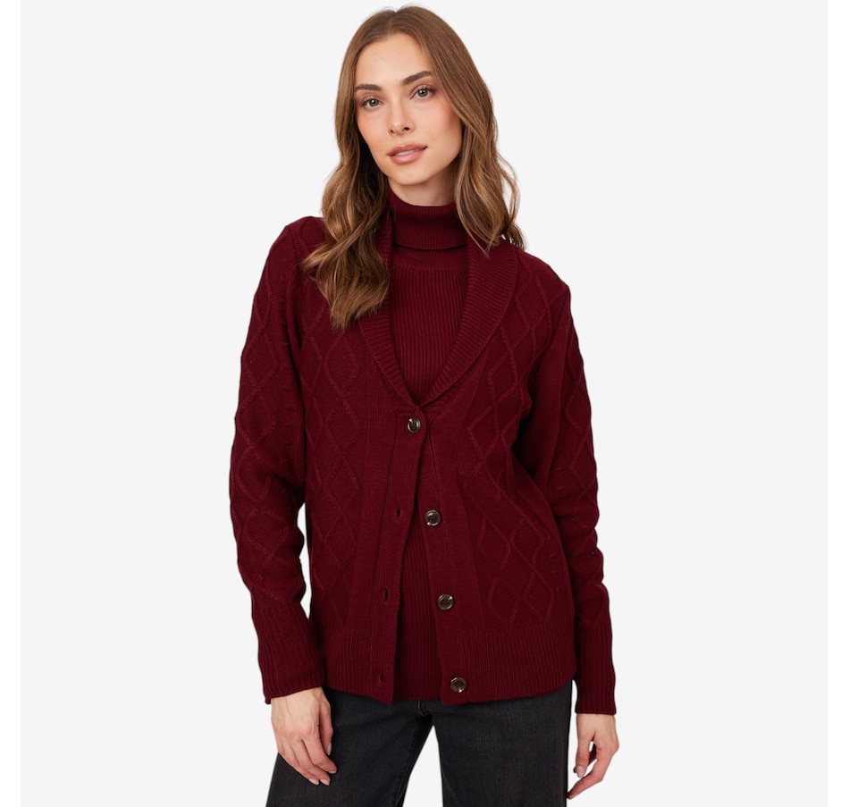 Image 222586_OXBL.jpg, Product 222-586 / Price $79.88, Guillaume Shawl Collar Sweater Cardigan from Guillaume on TSC.ca's Fashion department