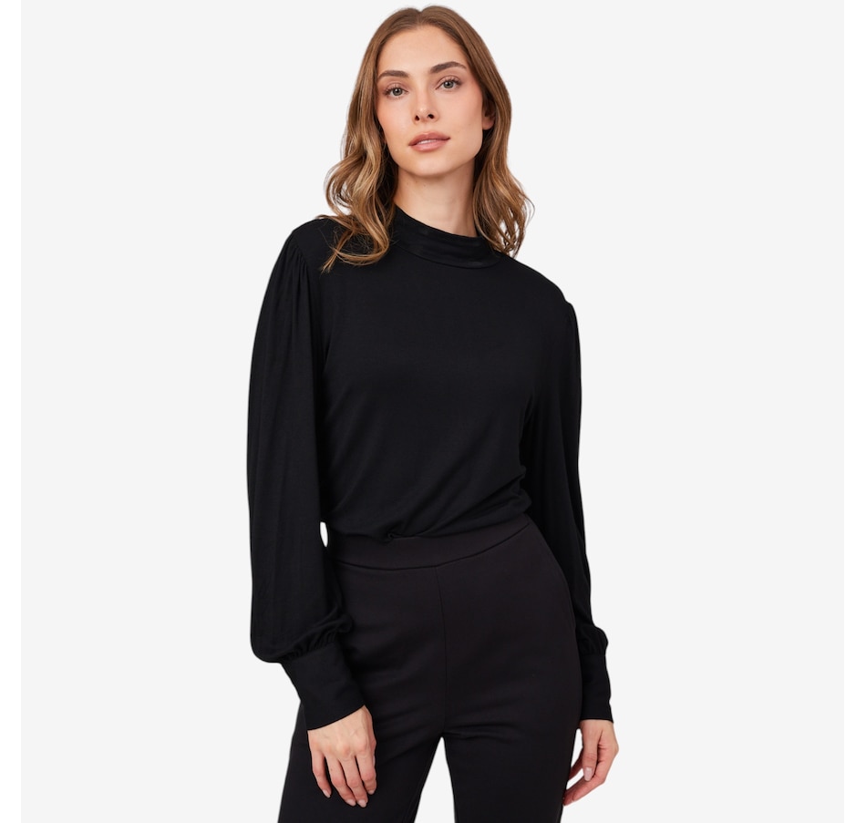 Image 222587_BLK.jpg, Product 222-587 / Price $59.88, Guillaume Puff Sleeves Jersey Mockneck from Guillaume on TSC.ca's Fashion department