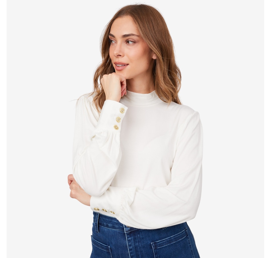 Image 222587_IVR.jpg, Product 222-587 / Price $59.88, Guillaume Puff Sleeves Jersey Mockneck from Guillaume on TSC.ca's Fashion department