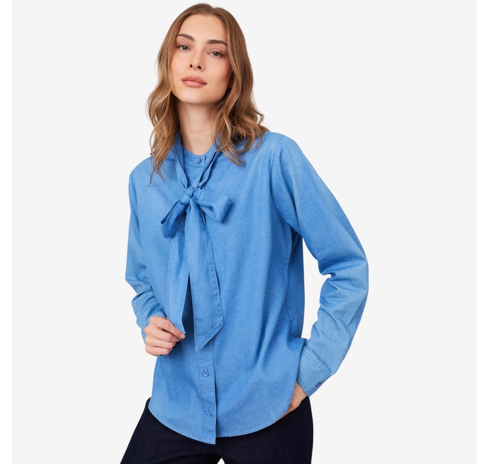 Image 222590_MEDIN.jpg, Product 222-590 / Price $59.88, Guillaume Bow Tie Denim Shirt from Guillaume on TSC.ca's Fashion department