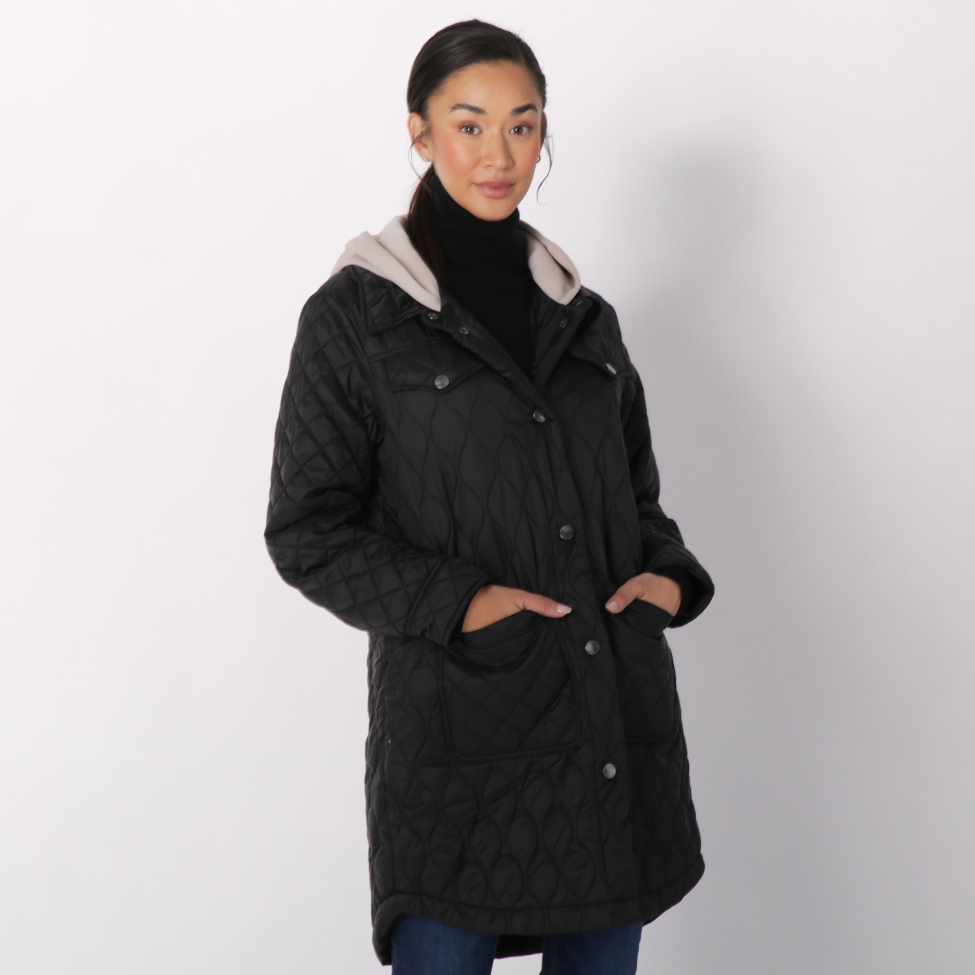 Nuage Ladies Onion Quilted Shirt Jacket With Scuba Hood