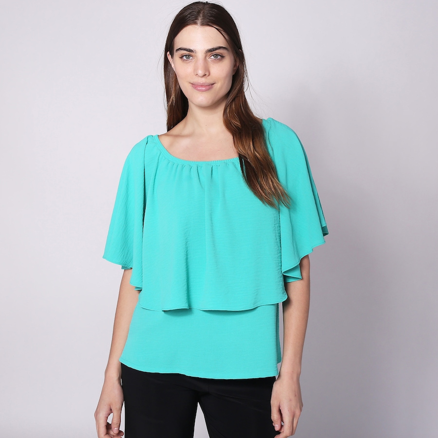 Image 222758_TRQ.jpg, Product 222-758 / Price $29.33, Marallis Air Flow Elasticized Capelet Top from Marallis on TSC.ca's Fashion department