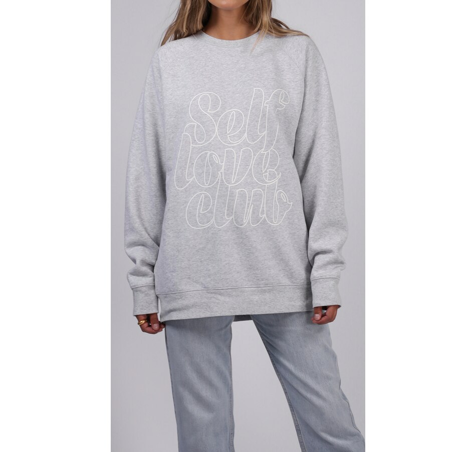 Image 222789_GRY.jpg, Product 222-789 / Price $24.33, Brunette the Label Babe Definition Self Love Club Crew Neck Sweater from Brunette The Label on TSC.ca's Fashion department