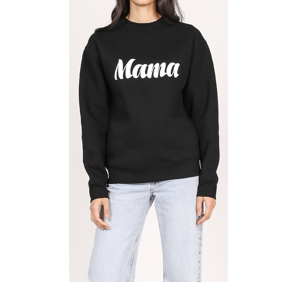 Image 222797_BLK.jpg, Product 222-797 / Price $88.00, Brunette The Label Mama Cursive Crew Neck Sweater from Brunette The Label on TSC.ca's Fashion department