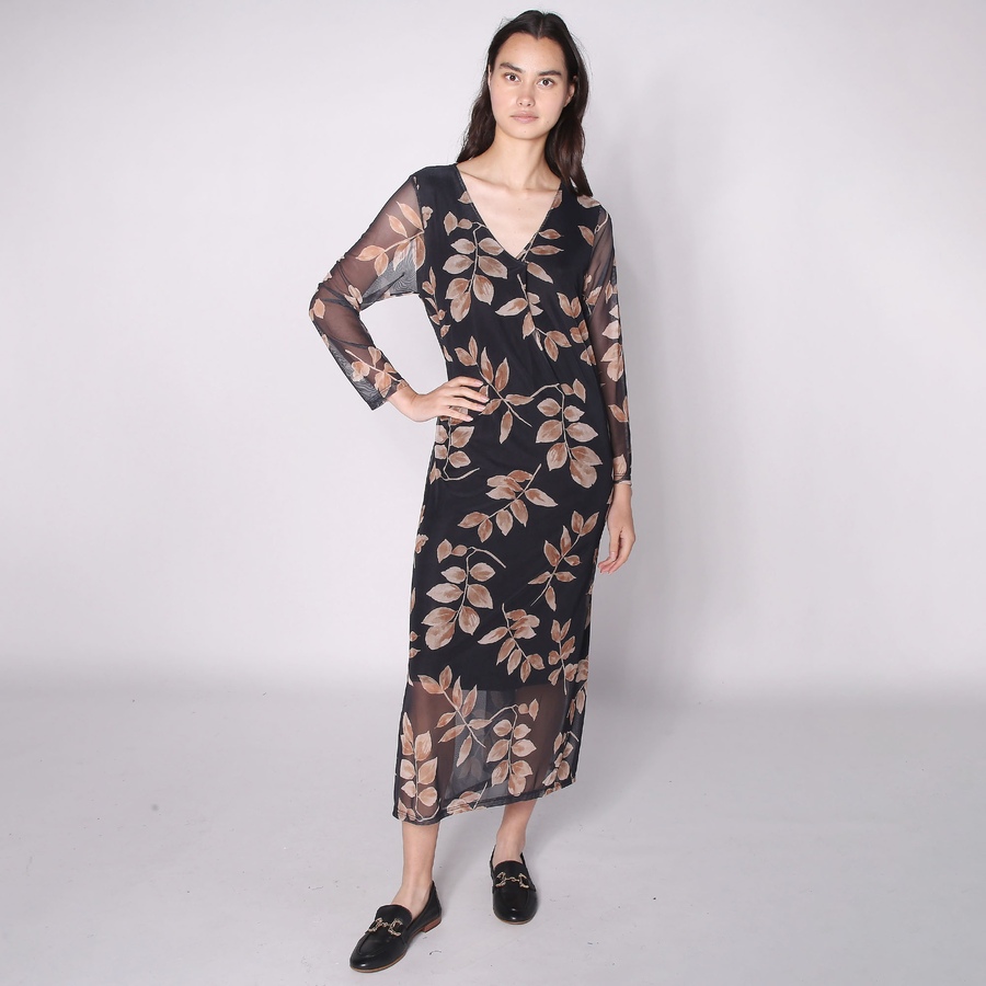 Image 222848_LEV.jpg, Product 222-848 / Price $23.33, M Made In Italy Printed V-Neck Dress with Sheer Sleeves from M Made in Italy on TSC.ca's Fashion department