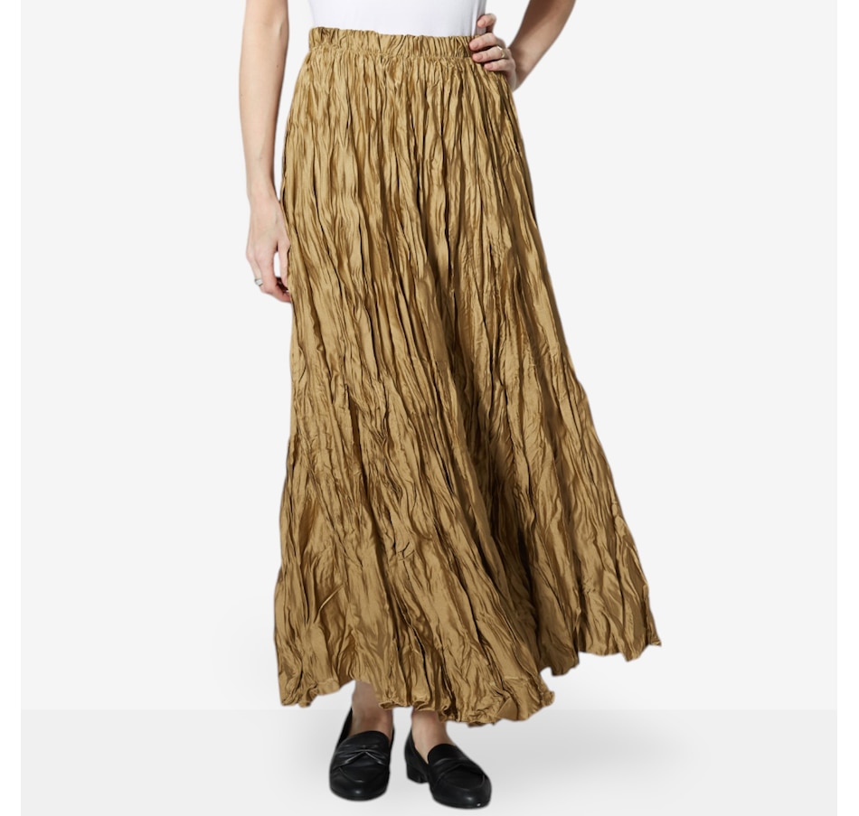Image 222853_GLD.jpg, Product 222-853 / Price $29.33, M Made In Italy Woven Pull-On Ankle Length Crinkled Skirt from M Made in Italy on TSC.ca's Fashion department