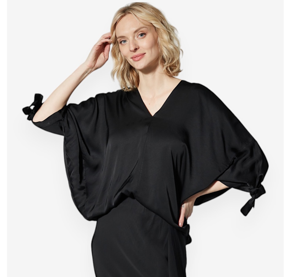Image 222854_BLK.jpg, Product 222-854 / Price $24.33, M Made In Italy Oversized Bat Sleeve Silky Blouse from M Made in Italy on TSC.ca's Fashion department