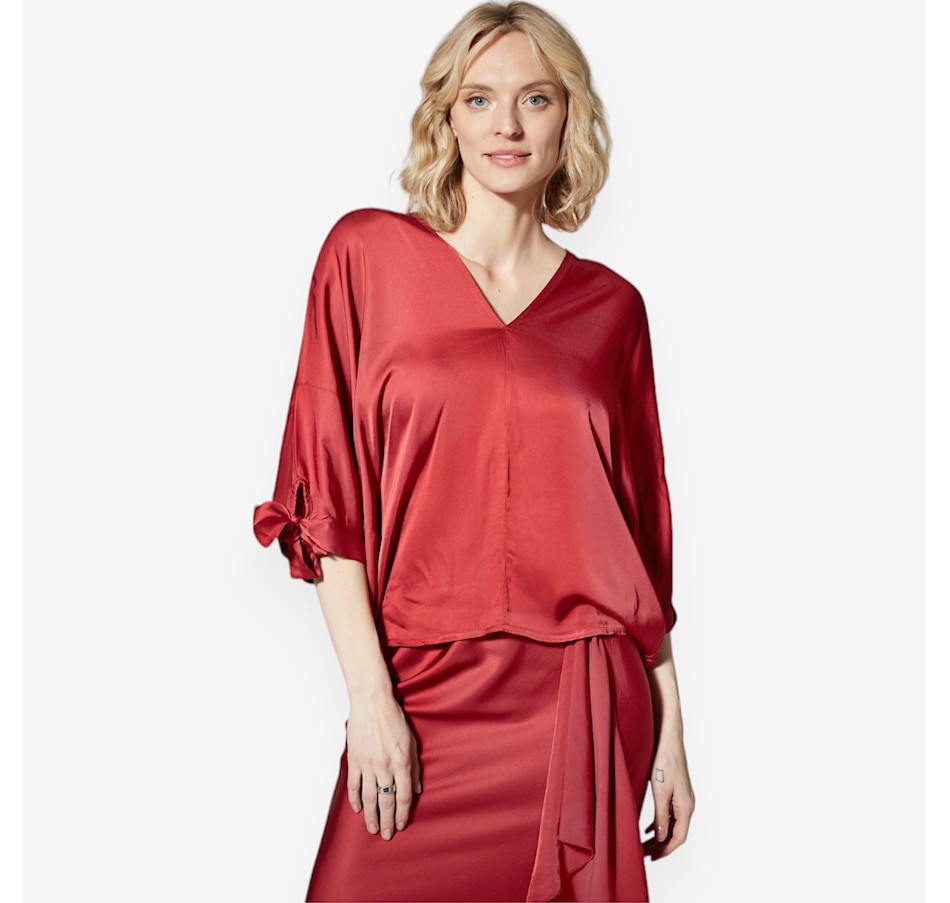 Image 222854_GAR.jpg, Product 222-854 / Price $24.33, M Made In Italy Oversized Bat Sleeve Silky Blouse from M Made in Italy on TSC.ca's Fashion department