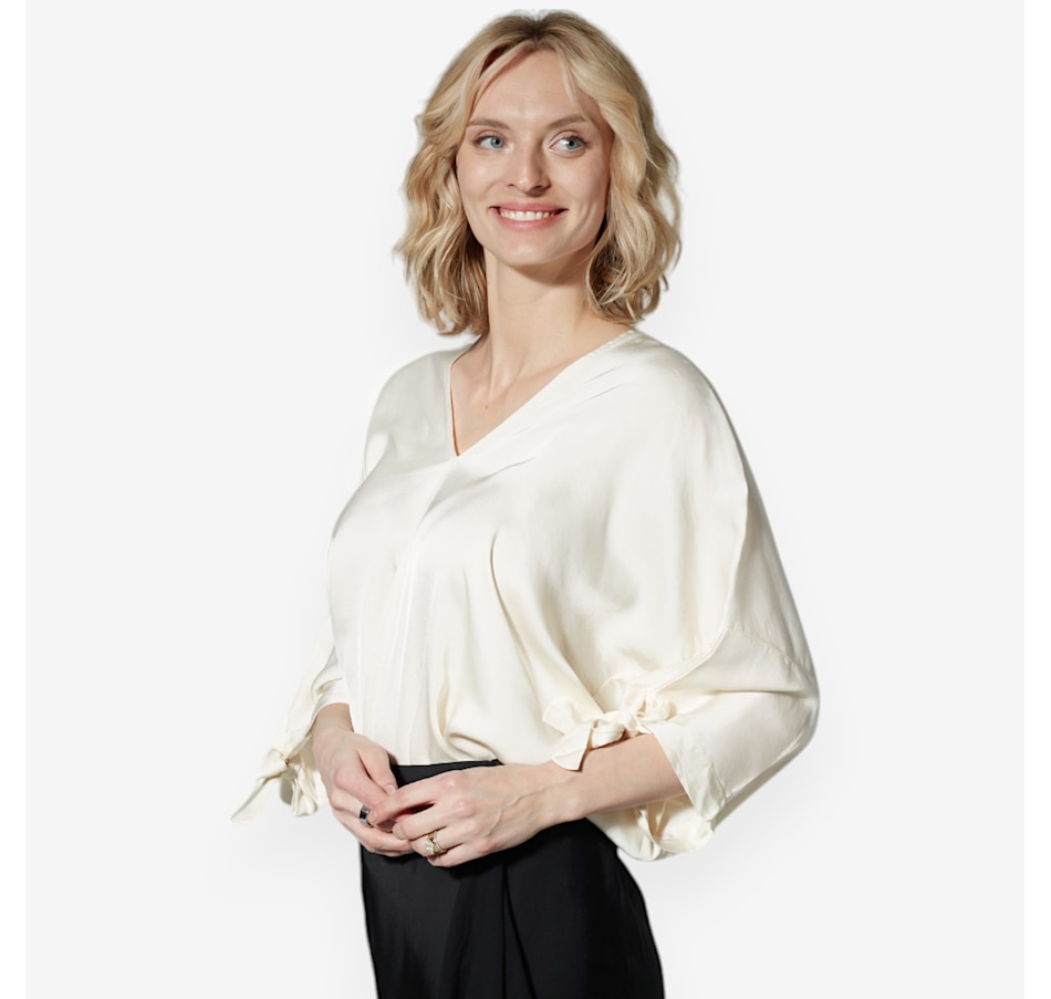 Image 222854_WHT.jpg, Product 222-854 / Price $24.33, M Made In Italy Oversized Bat Sleeve Silky Blouse from M Made in Italy on TSC.ca's Fashion department