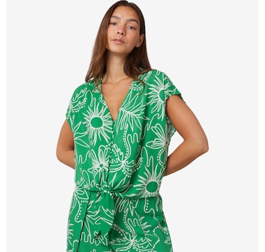 Product 223-027 / Price $59.00 , claudia ev Tie Front Button Down Blouse