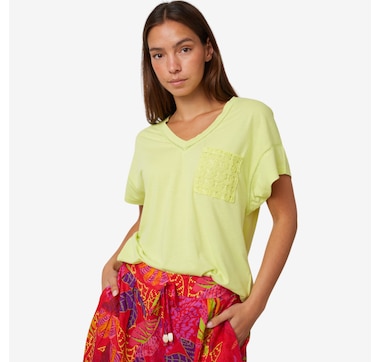 claudia ev Frill V-Neck with Ladder Tape Detail