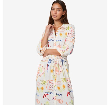 Product 223-048 / Price $89.00 , Claudia EV Shirt Dress with Waist Tie and Pockets