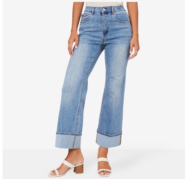 Product 223-608 / Price $84.00 , claudia ev Brooke Palazzo Jeans with Cuff