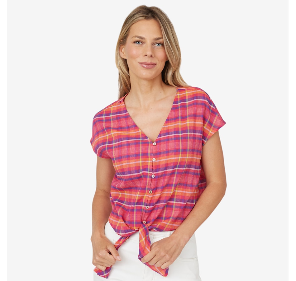 Image 223609_ALTMORE1.jpg, Product 223-609 / Price $27.33, claudia ev Button Front Blouse with Front Tie from claudia ev on TSC.ca's Fashion department