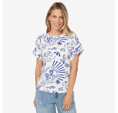 Product 223-612 / Price $59.00 , claudia ev Cap Sleeve Crew Neck T-Shirt