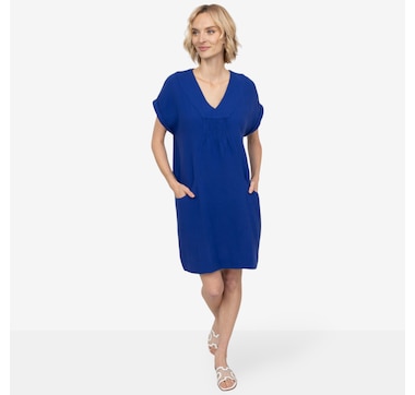 Product 223-614 / Price $74.00 , claudia ev Dress with Shirring and Pockets
