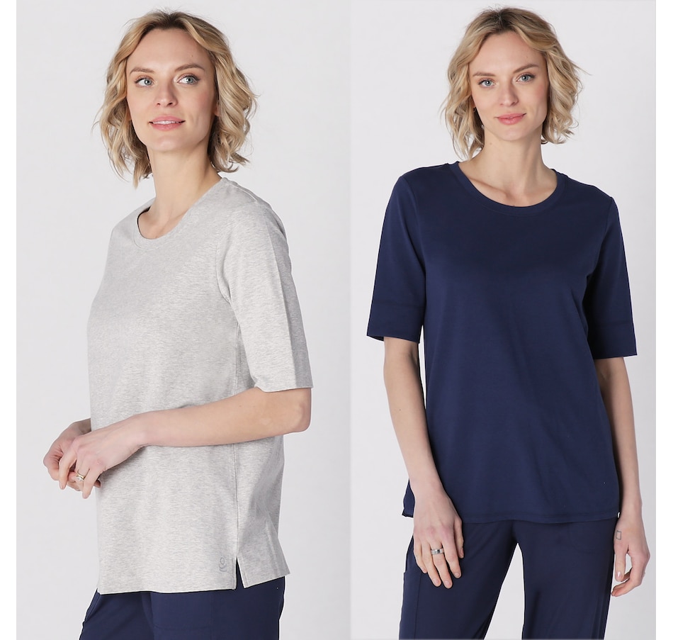 Cuddl Duds Cotton Classics Set Of 2 Elbow Sleeve Tops