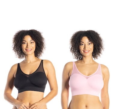 Ahh By Rhonda Shear Women's Plus-Size Generation Bra with Removable Pads,  Black, 2X at  Women's Clothing store