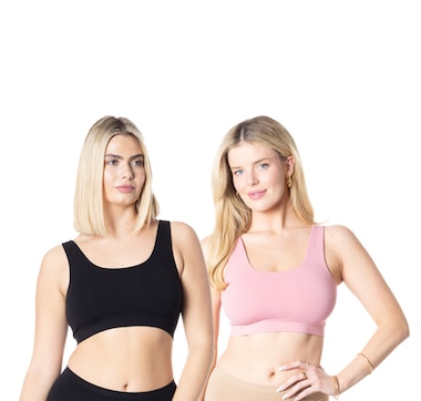 Clothing & Shoes - Socks & Underwear - Bras - Rhonda Shear Forever Stretch  Seamless Ribbed Knit 2-Way Ahh Bra (2-Pack) - Online Shopping for Canadians