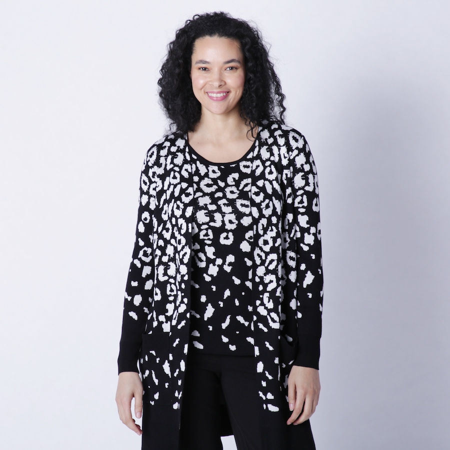 Image 223744_BKIV.jpg, Product 223-744 / Price $14.33, Nina Leonard Jacquard Cardigan from Nina Leonard on TSC.ca's Fashion department