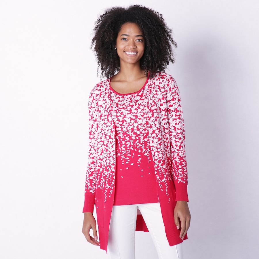 Image 223744_CHRVY.jpg, Product 223-744 / Price $14.33, Nina Leonard Jacquard Cardigan from Nina Leonard on TSC.ca's Fashion department