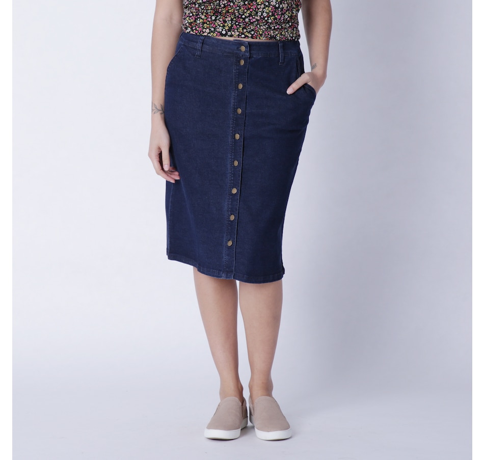 Clothing & Shoes - Bottoms - Skirts - Nina Leonard Denim Button Up A ...