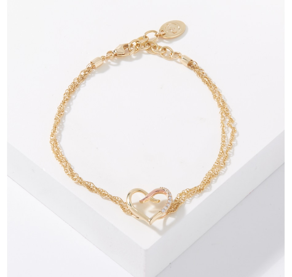 Image 224002.jpg, Product 224-002 / Price $949.99, Clogau Gold 10K Yellow & Rose Gold Kiss Diamond Heart Bracelet from Clogau Gold on TSC.ca's Jewellery department