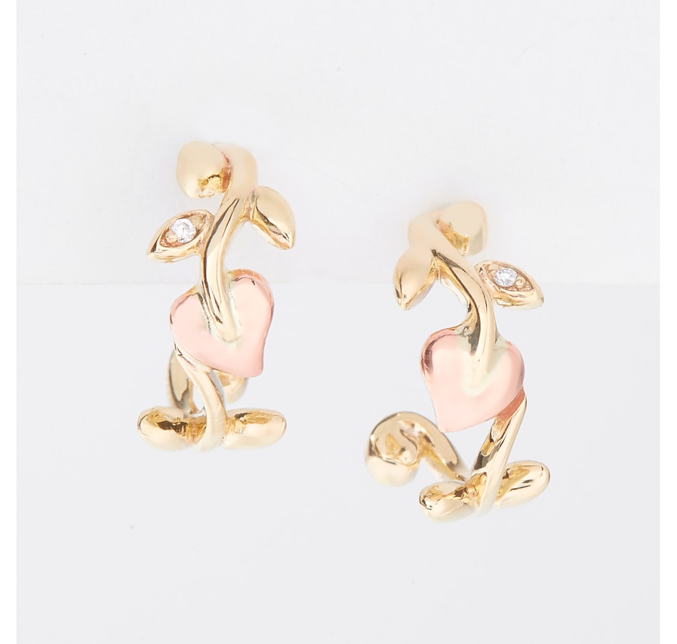 Image 224011.jpg, Product 224-011 / Price $749.99, Clogau Gold 10K Yellow and Rose Gold Vines of Life Diamond Mini Half Hoops from Clogau Gold on TSC.ca's Jewellery department