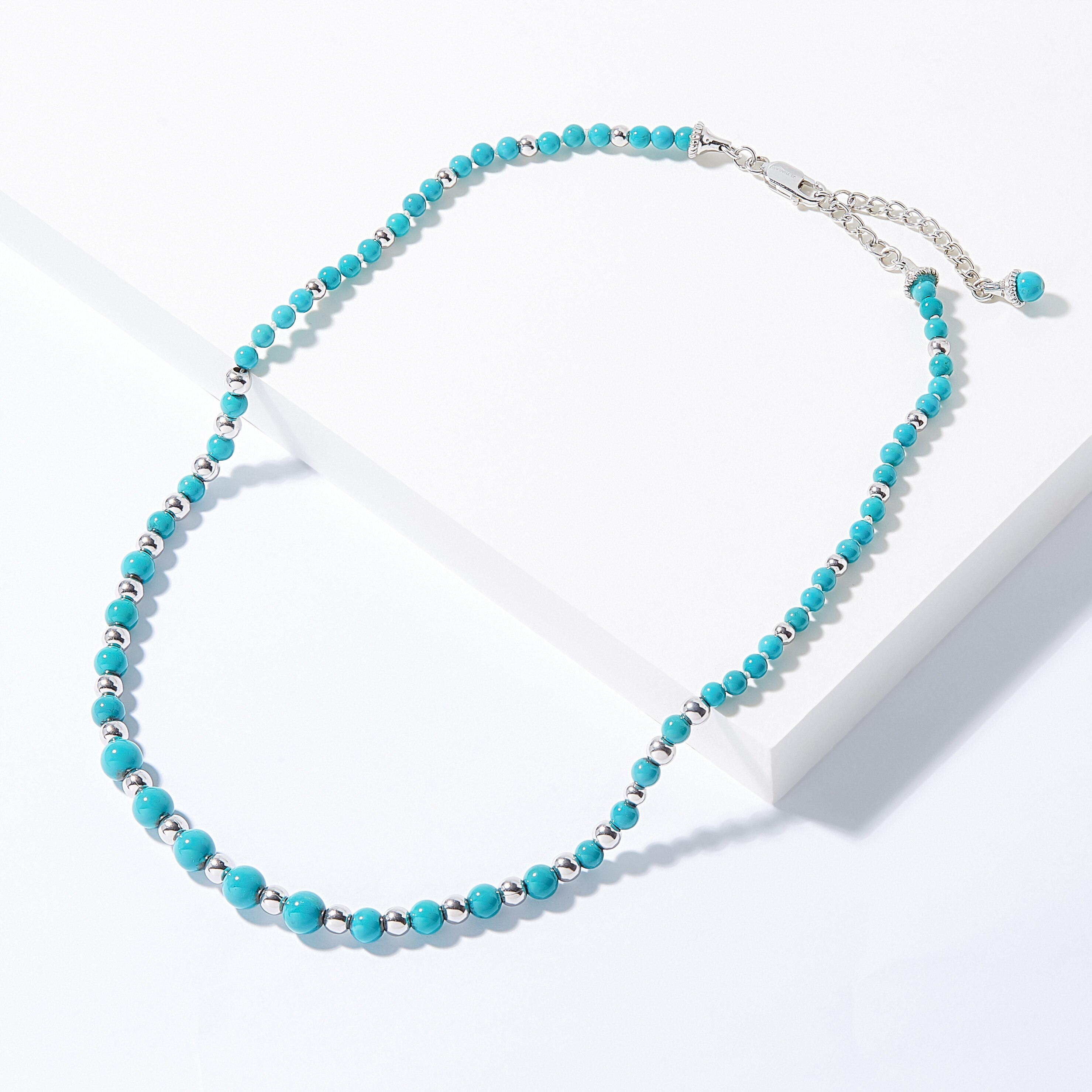 sterling silver turquoise beaded necklace