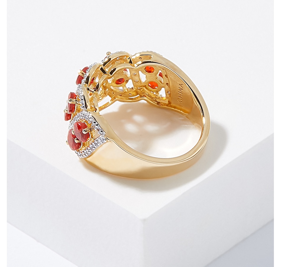 Jewellery Rings Sterling Silver And 14K Yellow Gold Fire Opal And