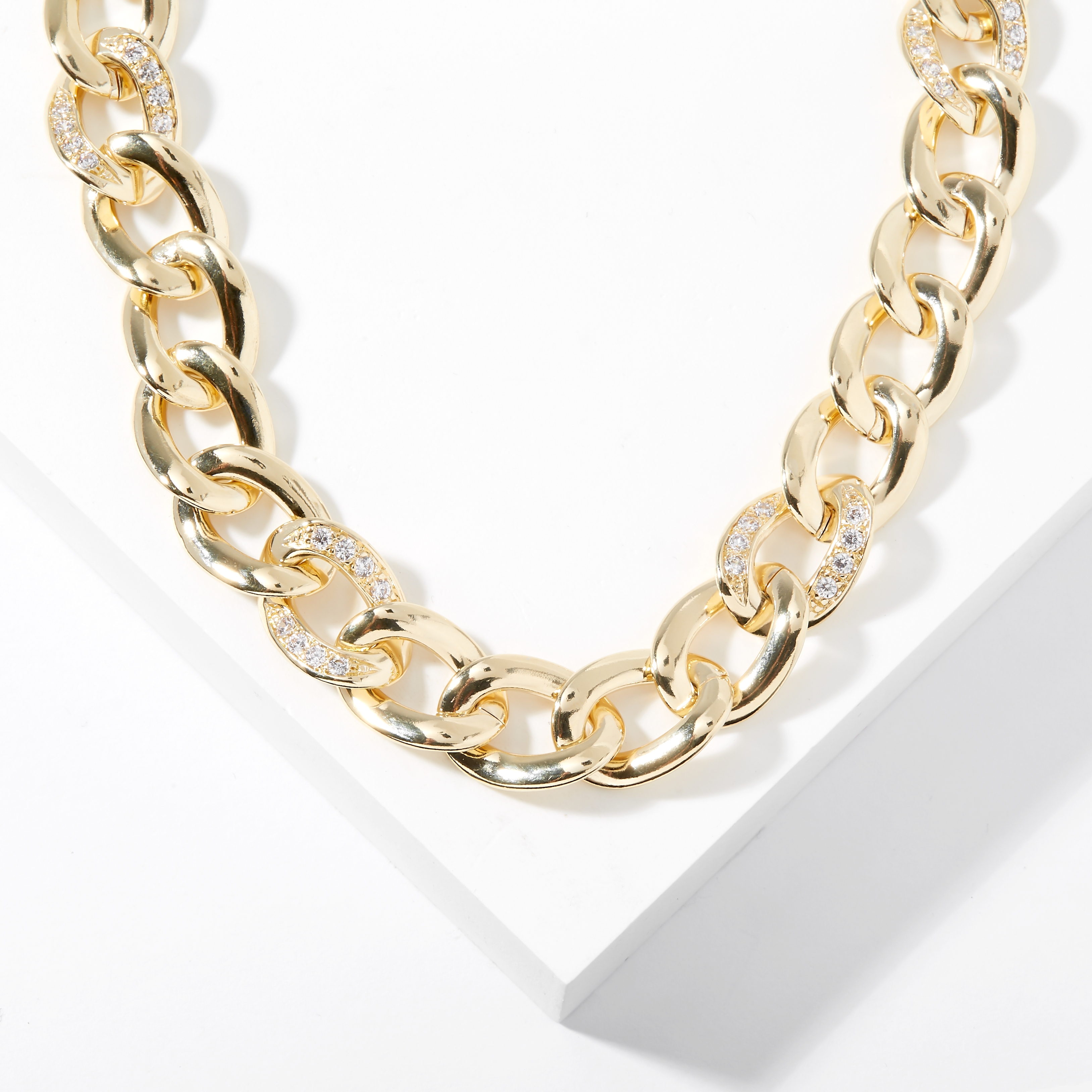 Bronzoro Curb Link with Cubic Zirconia Necklace - TSC.ca