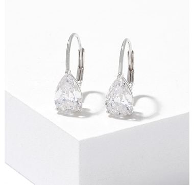 Diamonelle Sterling Silver Shaped Diamonelle Leverback Earrings