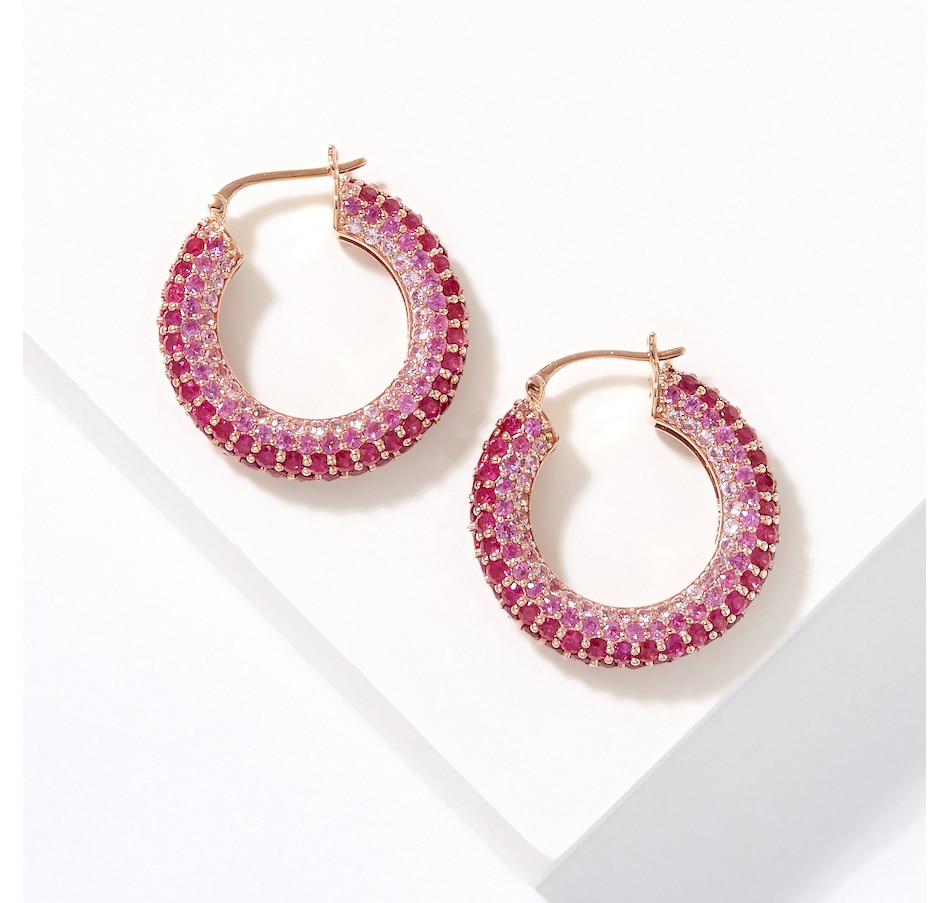 Image 224589.jpg, Product 224-589 / Price $3,899.99, Graziela Gems 14K Rose Gold Pink Sapphire Hoop Earrings from Graziela Gems on TSC.ca's Jewellery department