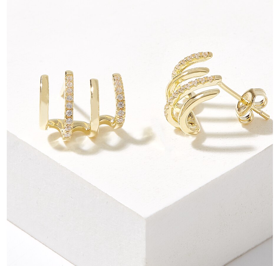 Jewellery Earrings Diamonelle Sterling Silver Multi Row Diamonelle