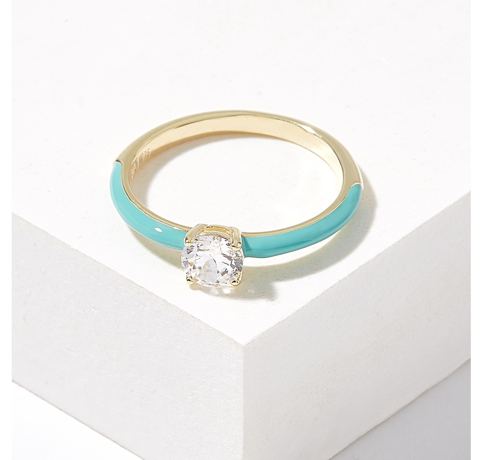 Image 224616.jpg, Product 224-616 / Price $49.99, Diamonelle Sterling Silver Yellow Gold Plate Turquoise Epoxy Diamonelle Ring from Diamonelle on TSC.ca's Jewellery department