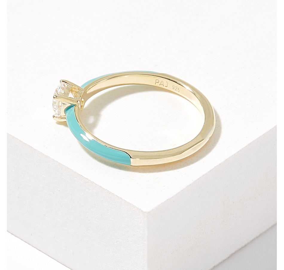 Image 224616_ALTMORE1.jpg, Product 224-616 / Price $49.99, Diamonelle Sterling Silver Yellow Gold Plate Turquoise Epoxy Diamonelle Ring from Diamonelle on TSC.ca's Jewellery department