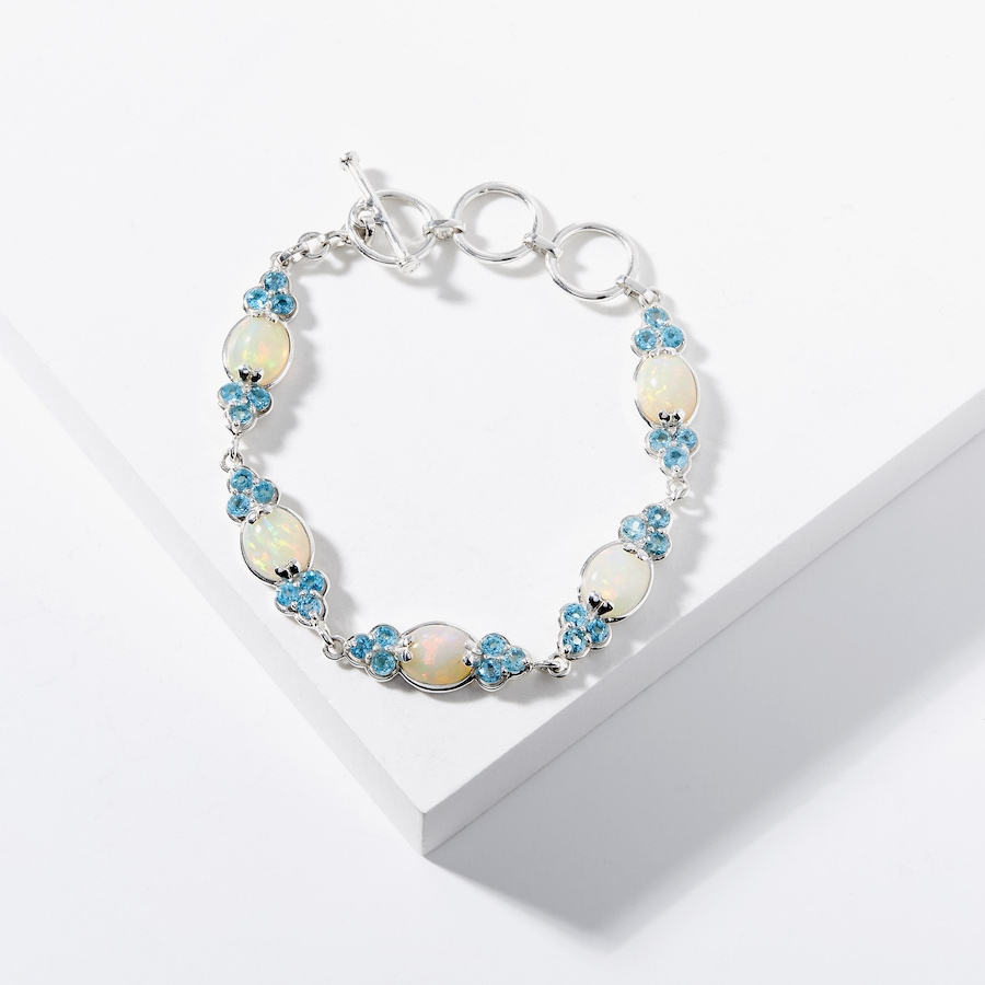 Image 224648_SWBTZ.jpg, Product 224-648 / Price $799.99, Himalayan Gems Sterling Silver Opal And Gemstone Bracelet from Himalayan Gems on TSC.ca's Jewellery department