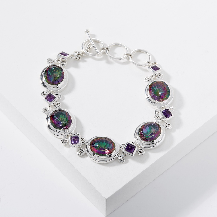 Image 224662.jpg, Product 224-662 / Price $429.99, Himalayan Gems Sterling Silver Mystic Quartz And Amethyst Bracelet from Himalayan Gems on TSC.ca's Jewellery department
